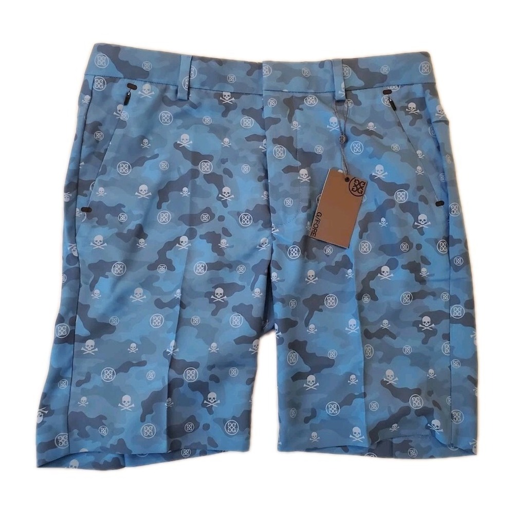 G/FORE Men's 32 Golf Shorts Blue‎ Camo Skull & T's Performance G4MF22B08 NEW